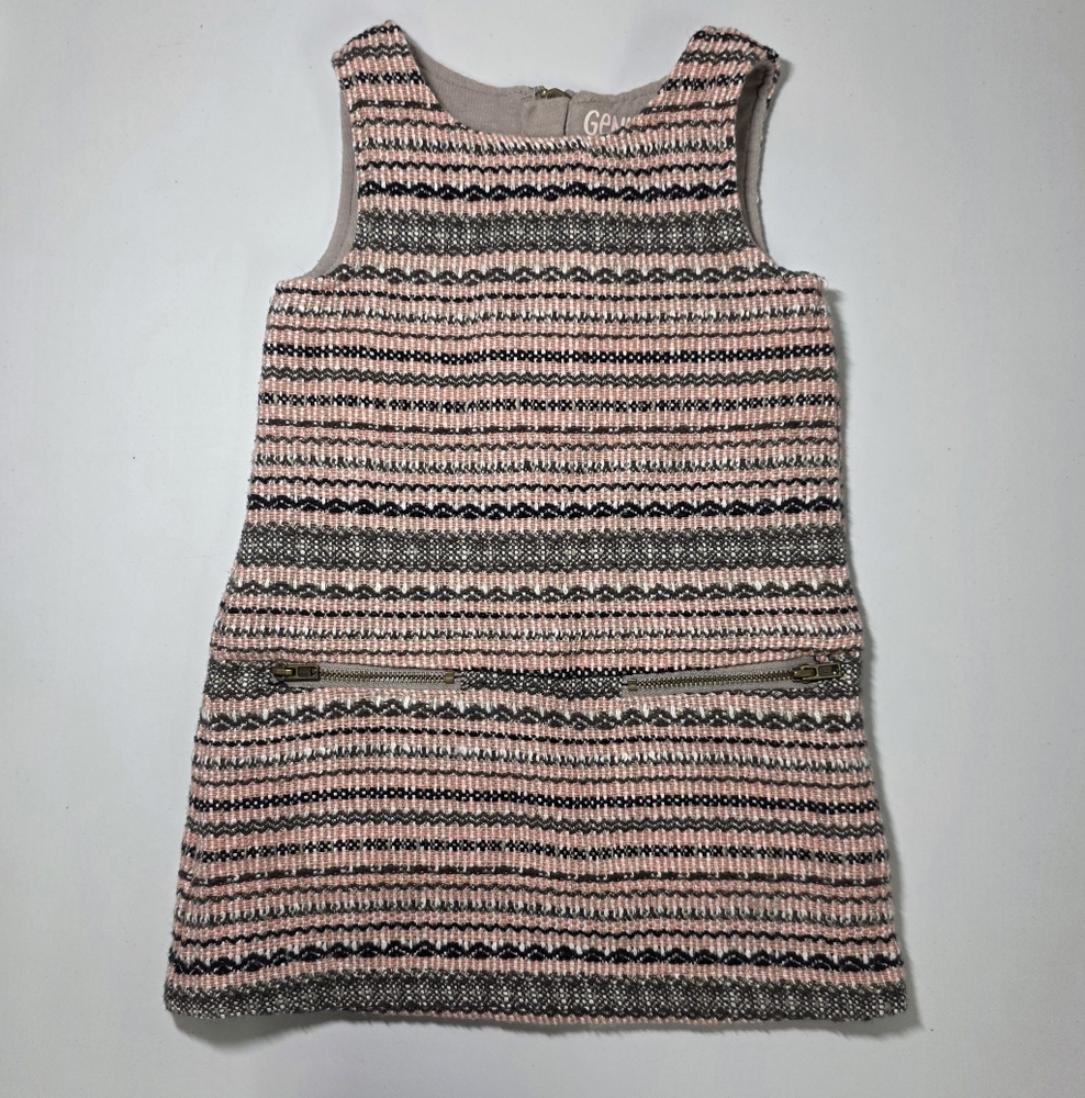 Toddler Girl's Pink and Gray Striped Tunic Dress